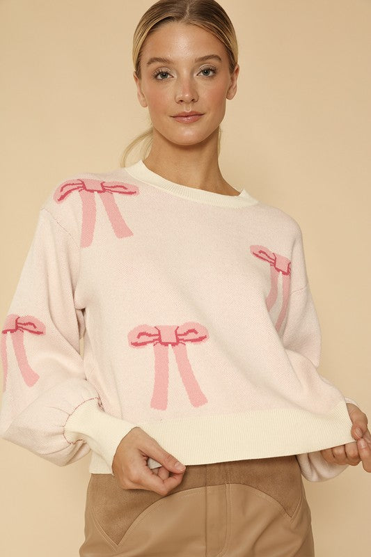 Bow knit Details Decor Sweater