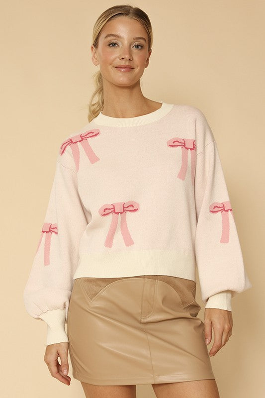 Bow knit Details Decor Sweater