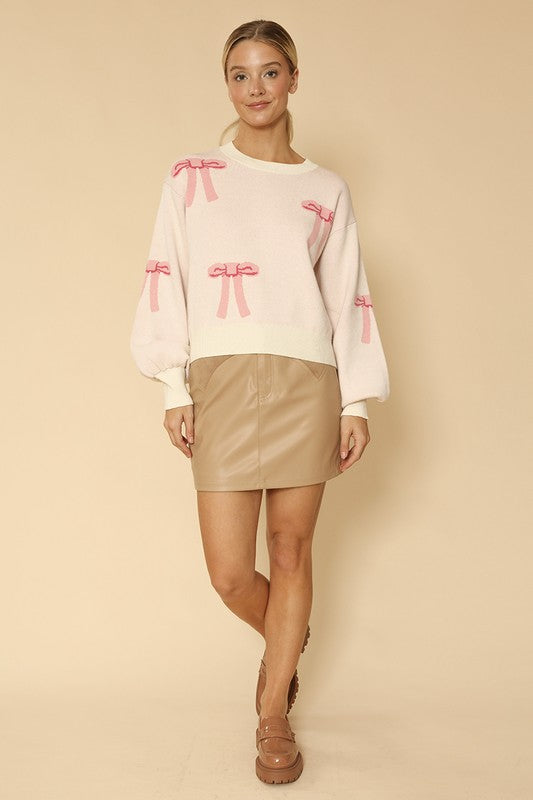 Bow knit Details Decor Sweater