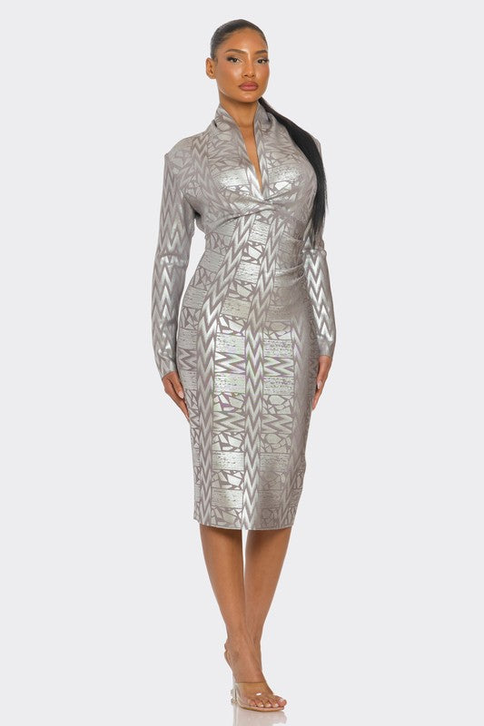 Metallic Zigzag Bandage dress
