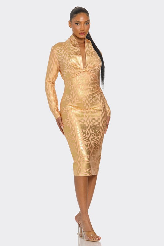 Metallic Zigzag Bandage dress