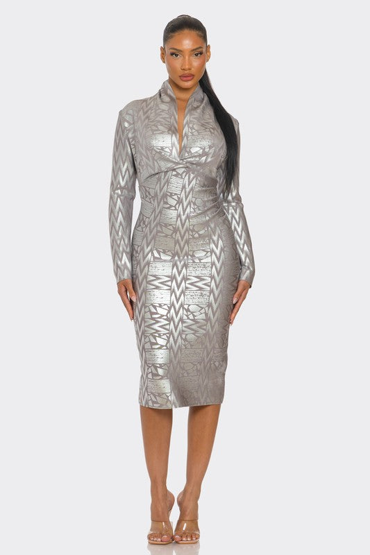 Metallic Zigzag Bandage dress