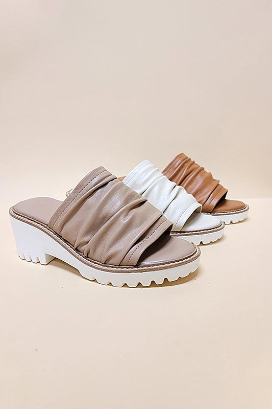 Pu Leather Platform Slides