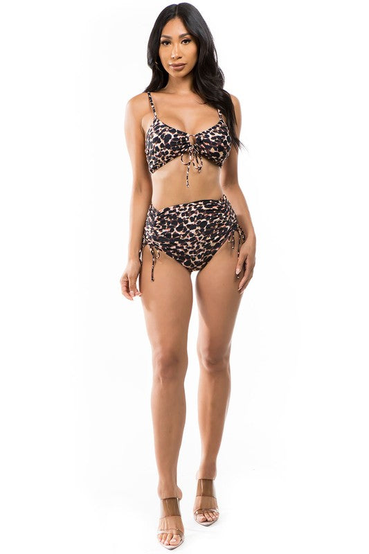 Two Piece Animal Print High Waist Bikini