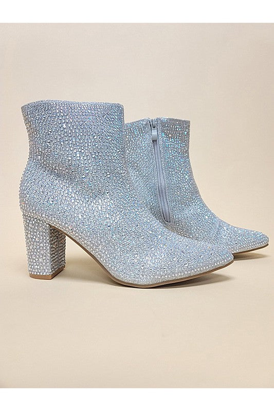 Pointy Toe Bling Ankle Boots