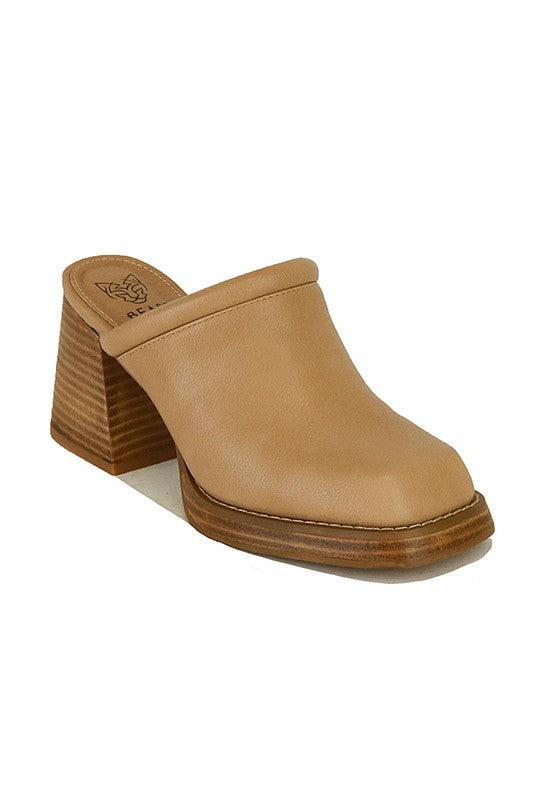 Low Wood Heel Mule slides