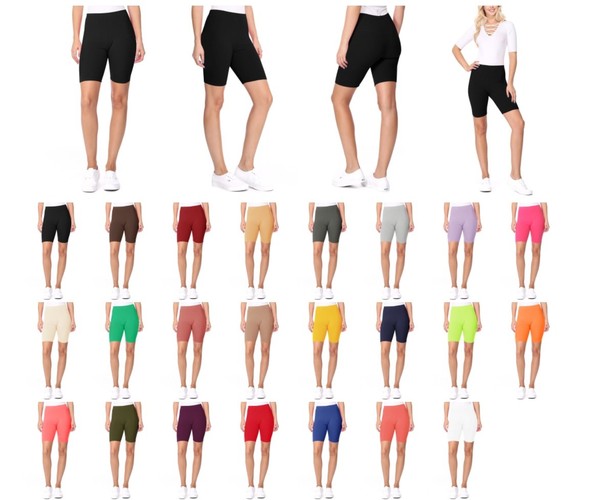 Solid High Waist Biker Shorts