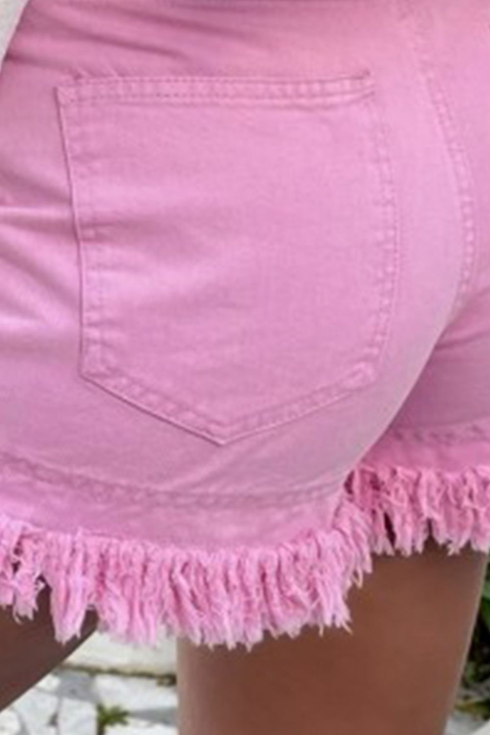 Raw Fringe Hem High Waist Denim Short Shorts