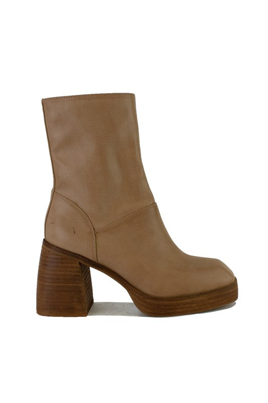 Chunky Heel Zip Up Ankle Boots