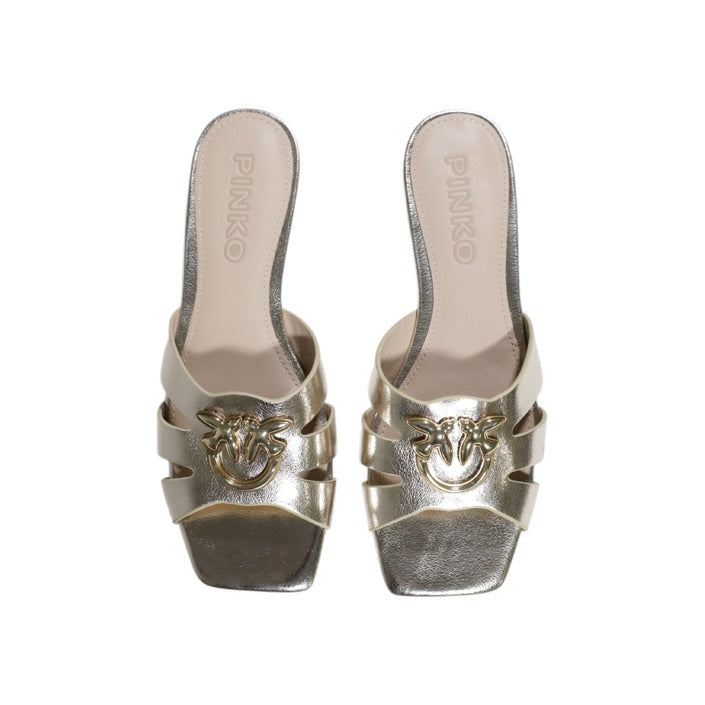 Pinko Women Dressy Leather Gold Slippers