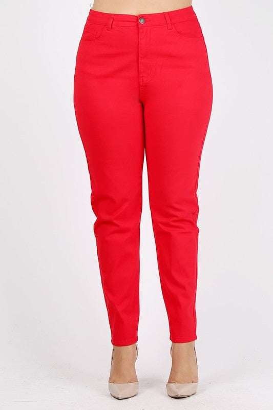 Plus Size High Waist Solid Stretch Jeans