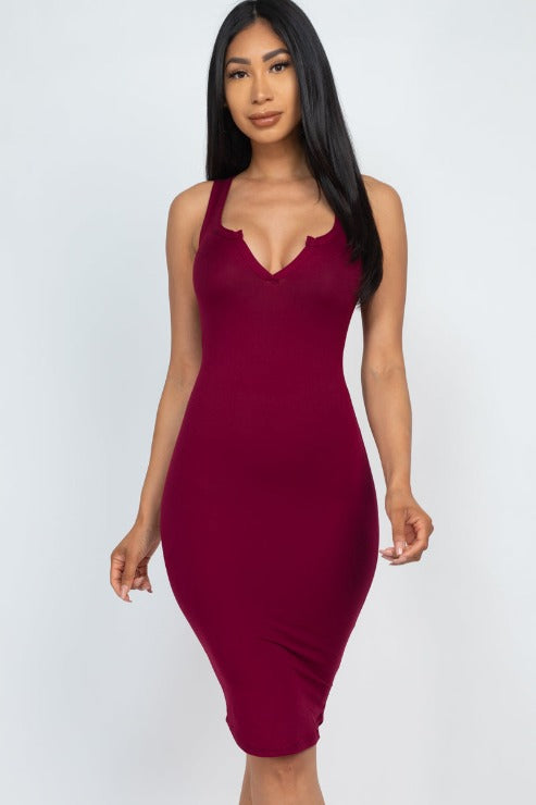 Split Neck Tank Mini Bodycon Dress