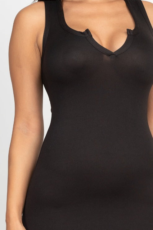 Split Neck Tank Midi Dress
