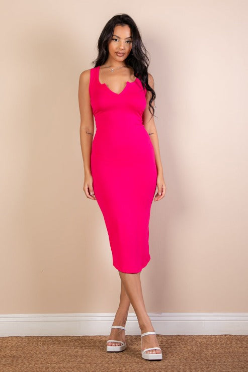 Split Neck Tank Midi Dress
