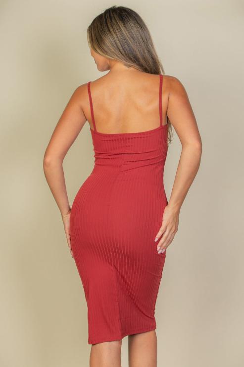 Thin Strap Ribbed Cami Soft Bodycon Dress