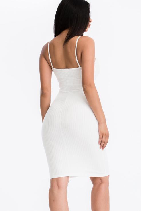 Thin Strap Ribbed Cami Soft Bodycon Dress