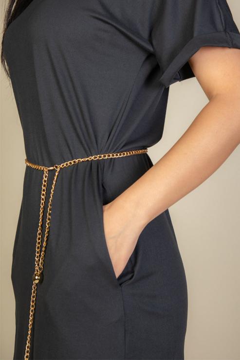 Side Pocket Double Folded Mini Shirt Dress