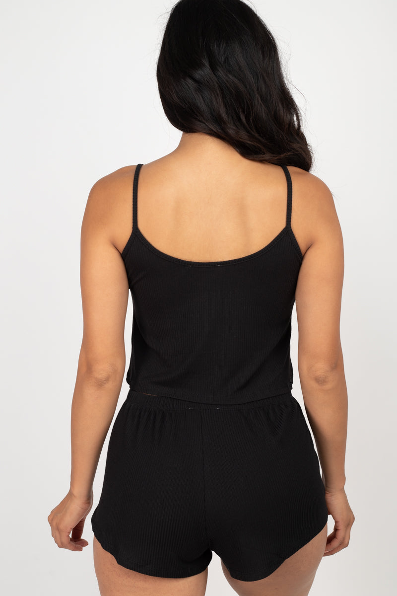 Ribbed Strappy Top & Shorts Set