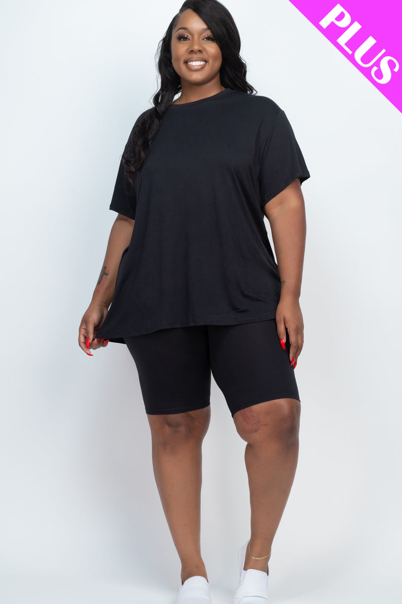 Short Sleeve Tee Shirt & Biker Shorts Set