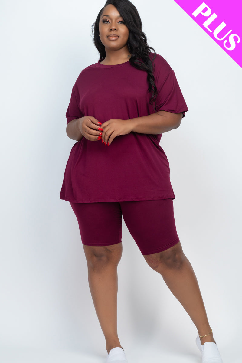 Short Sleeve Tee Shirt & Biker Shorts Set