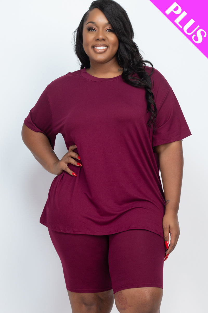 Short Sleeve Tee Shirt & Biker Shorts Set