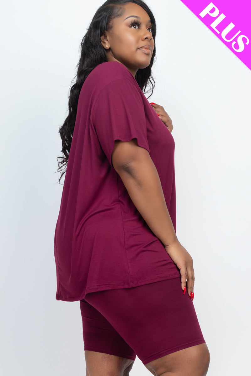Short Sleeve Tee Shirt & Biker Shorts Set