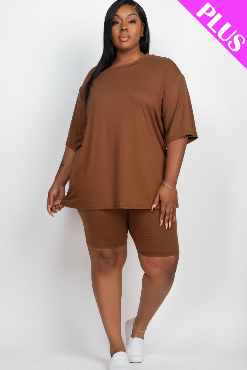 Short Sleeve Tee Shirt & Biker Shorts Set