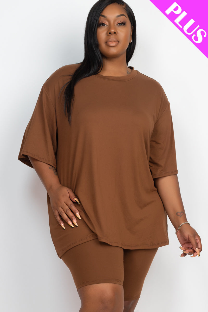 Short Sleeve Tee Shirt & Biker Shorts Set