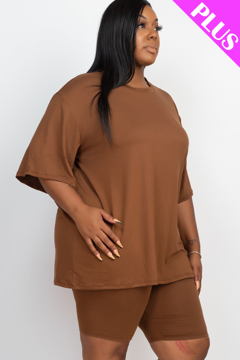 Short Sleeve Tee Shirt & Biker Shorts Set