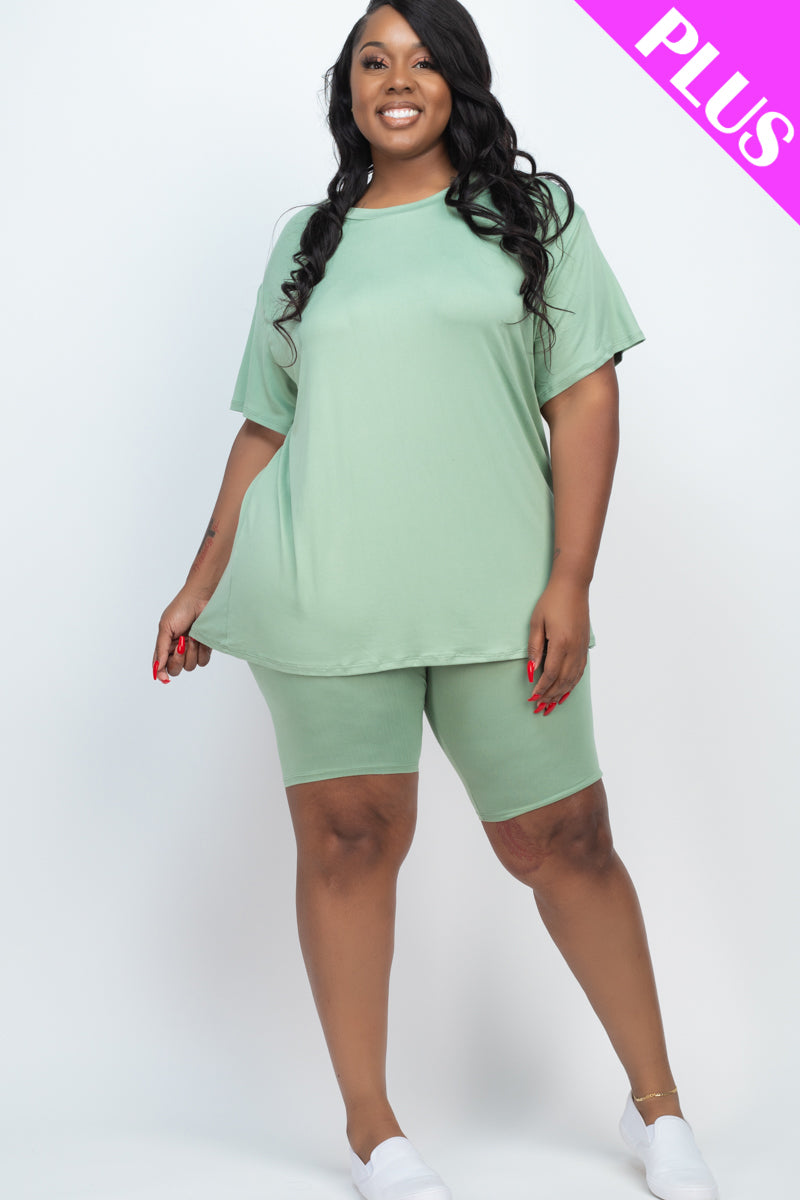 Short Sleeve Tee Shirt & Biker Shorts Set