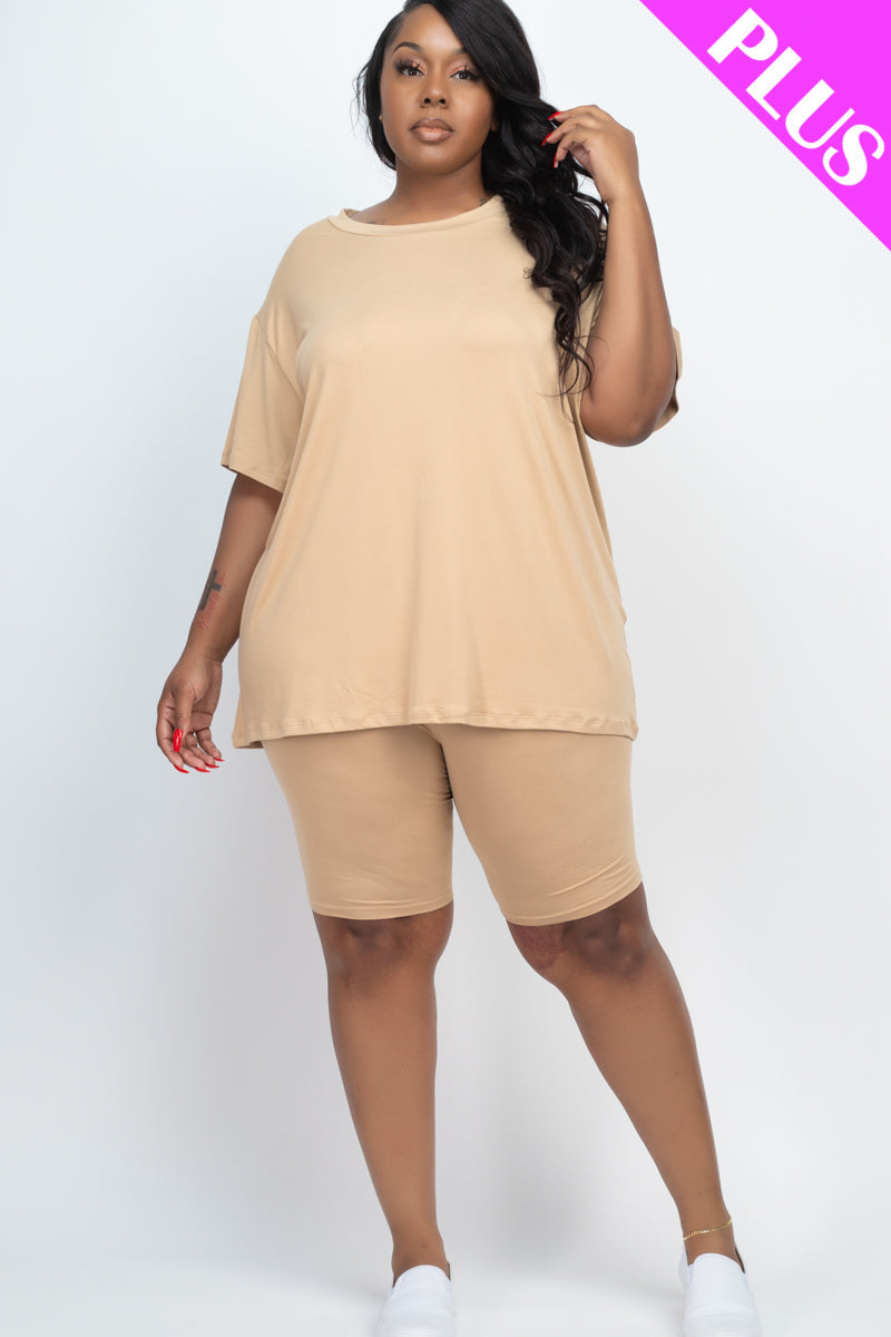 Short Sleeve Tee Shirt & Biker Shorts Set