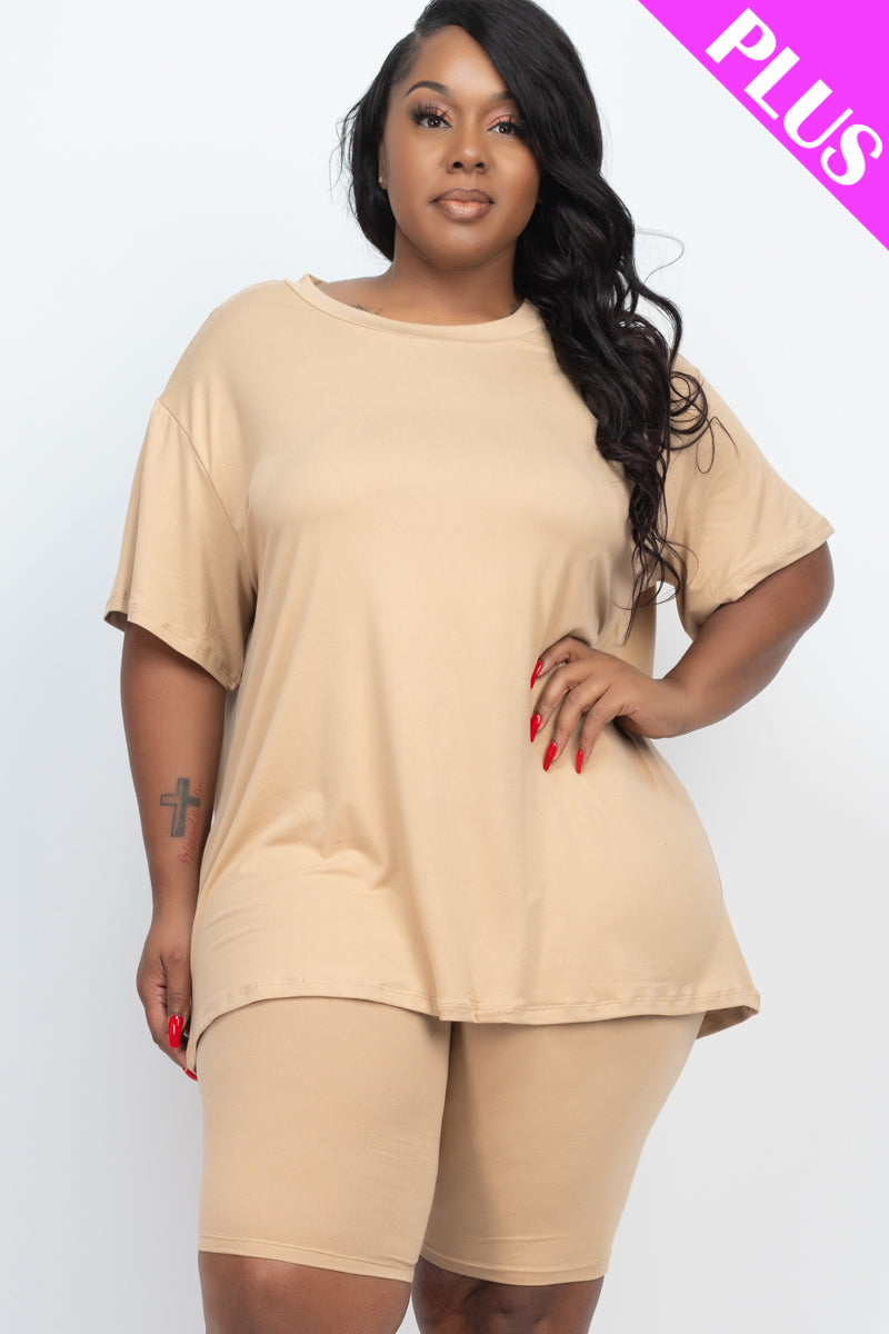 Short Sleeve Tee Shirt & Biker Shorts Set
