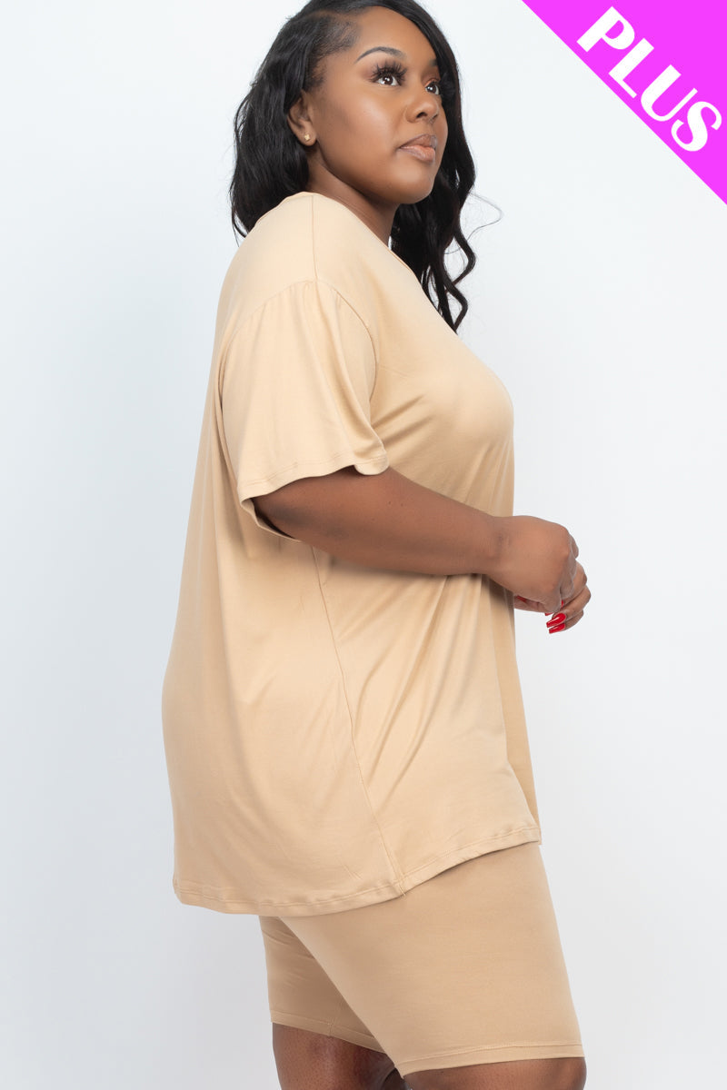 Short Sleeve Tee Shirt & Biker Shorts Set