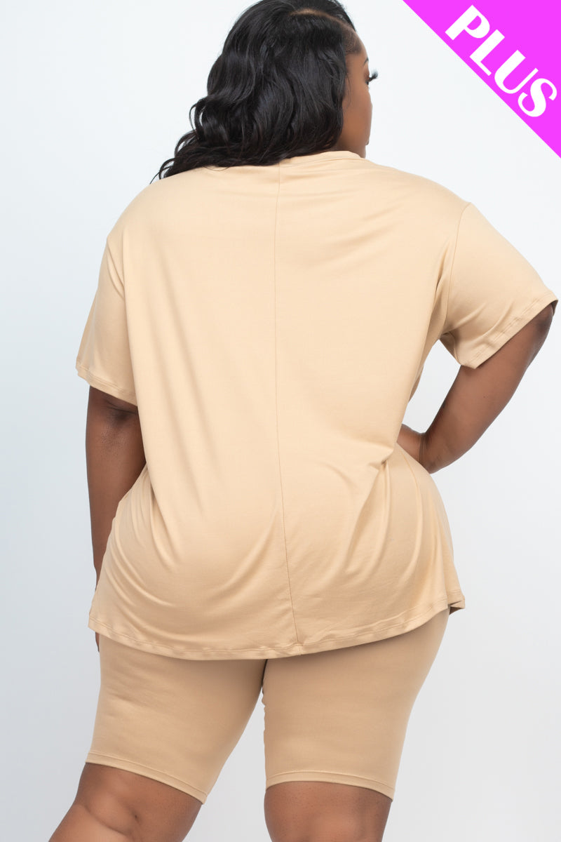 Short Sleeve Tee Shirt & Biker Shorts Set