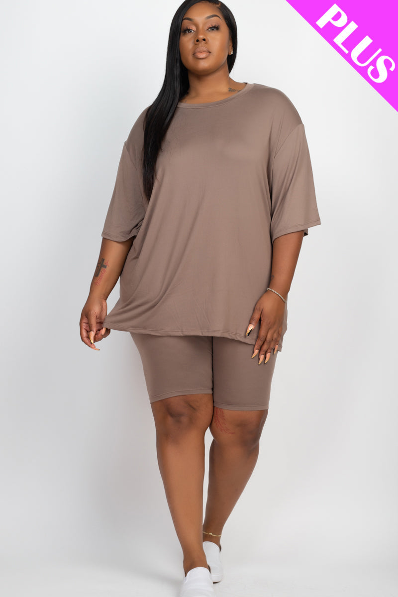 Short Sleeve Tee Shirt & Biker Shorts Set