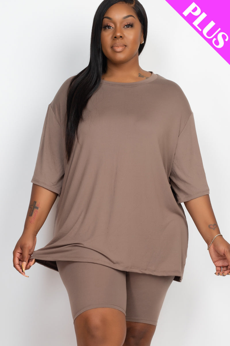 Short Sleeve Tee Shirt & Biker Shorts Set