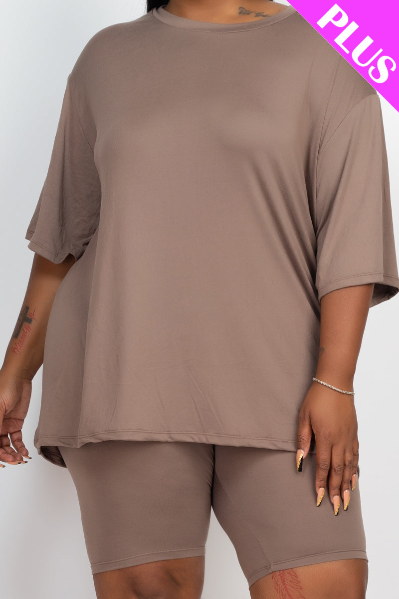 Short Sleeve Tee Shirt & Biker Shorts Set