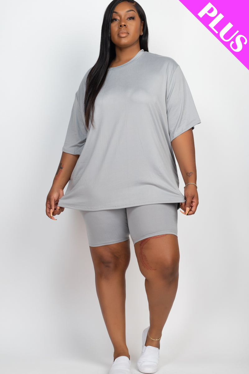 Short Sleeve Tee Shirt & Biker Shorts Set