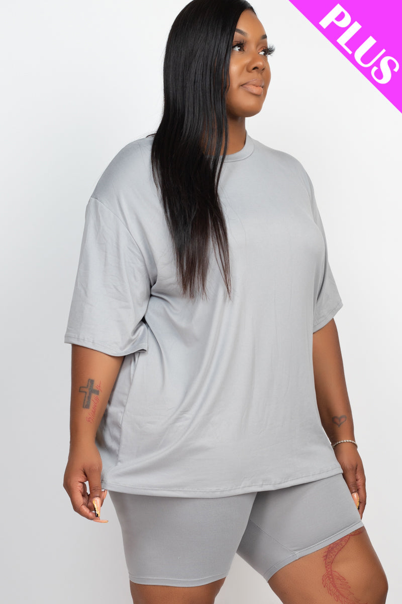 Short Sleeve Tee Shirt & Biker Shorts Set