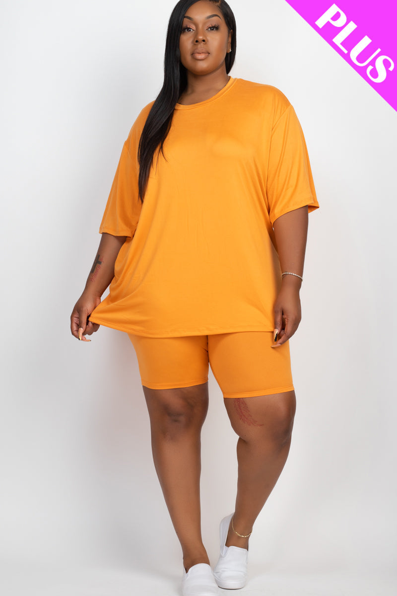 Short Sleeve Tee Shirt & Biker Shorts Set