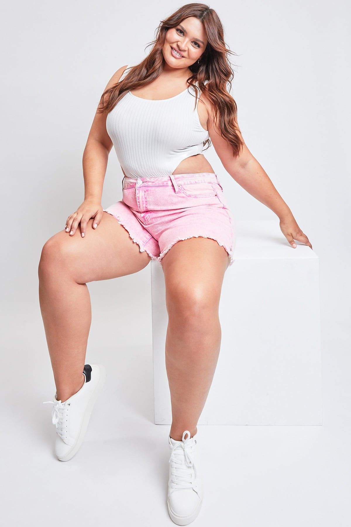 Women's Plus 80's Acid Wash Mom Shorts
