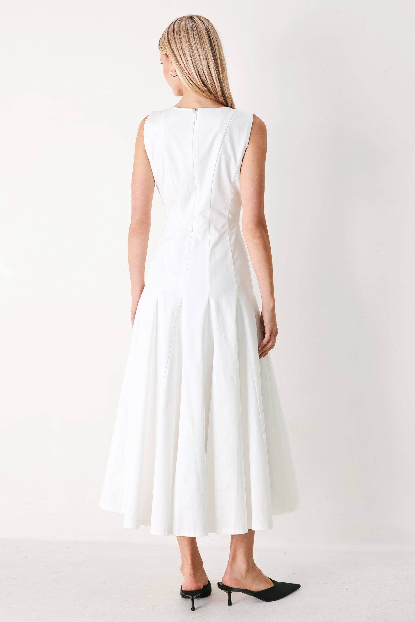 WHITE WOVEN MIDI DRESS