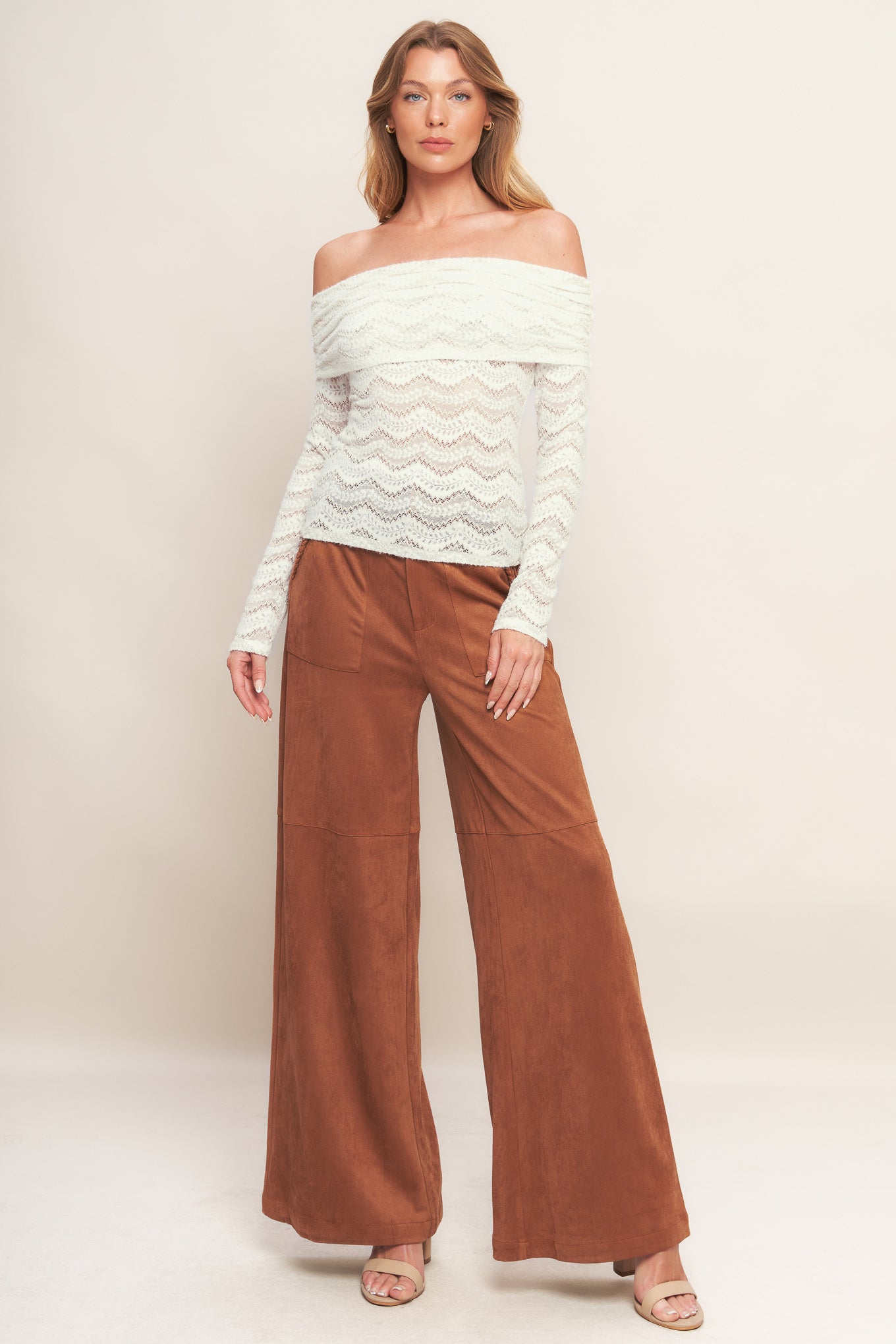 Sweetie Cream Woven Long Sleeve Top