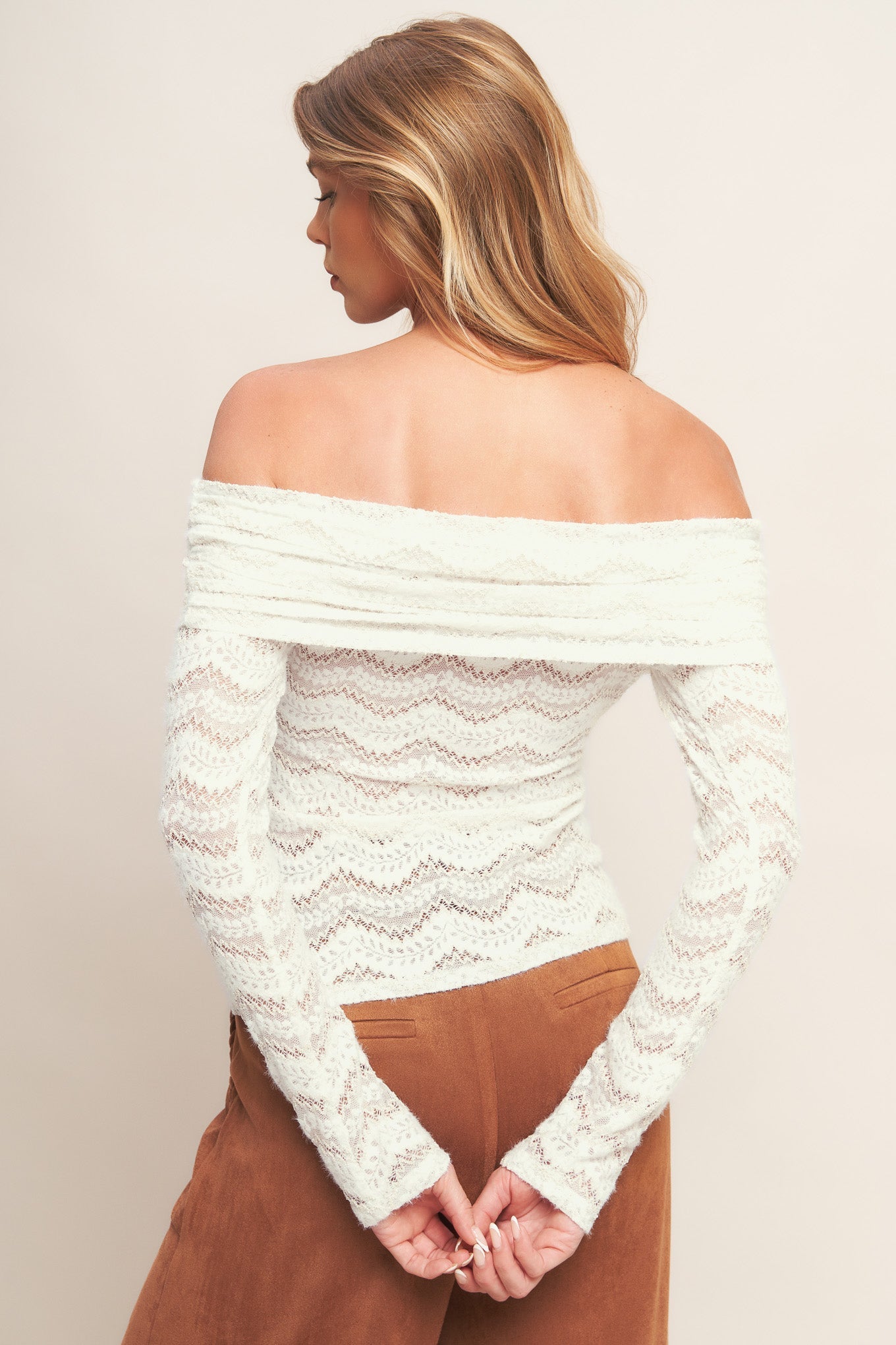 Sweetie Cream Woven Long Sleeve Top
