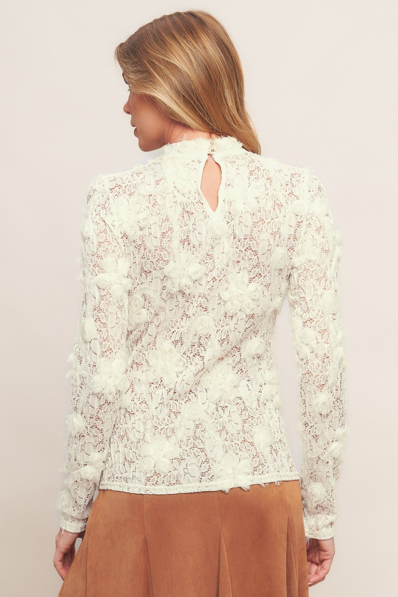 Romantic Sheer Floral Long Sleeve Top