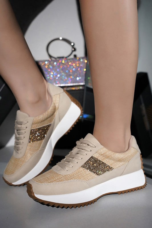 Women Gold Trim Casual Sneakers