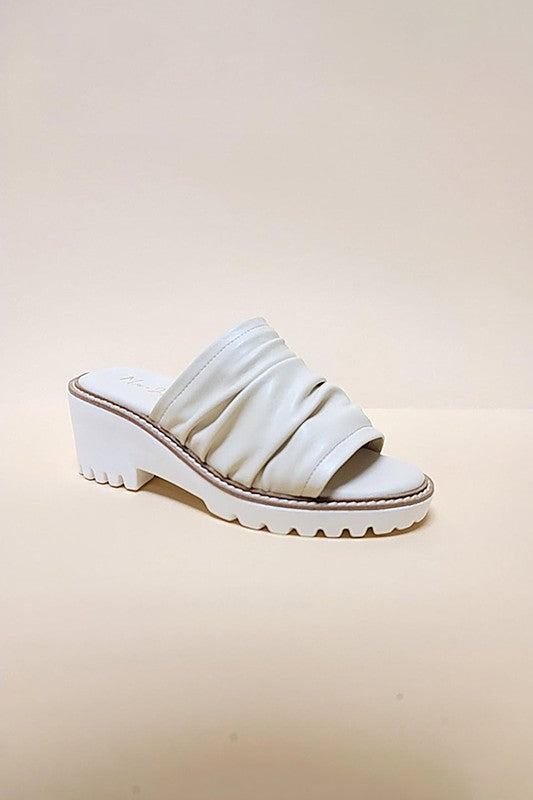 Pu Leather Platform Slides