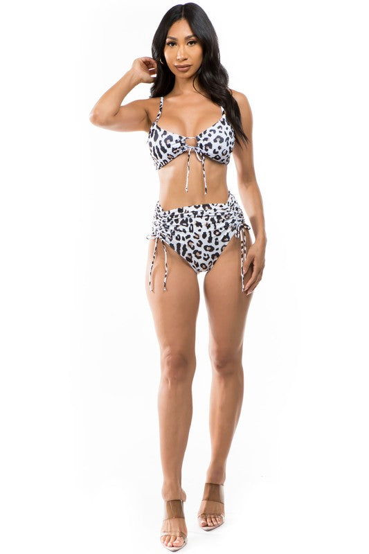 Two Piece Animal Print High Waist Bikini