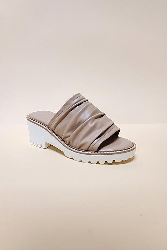 Pu Leather Platform Slides