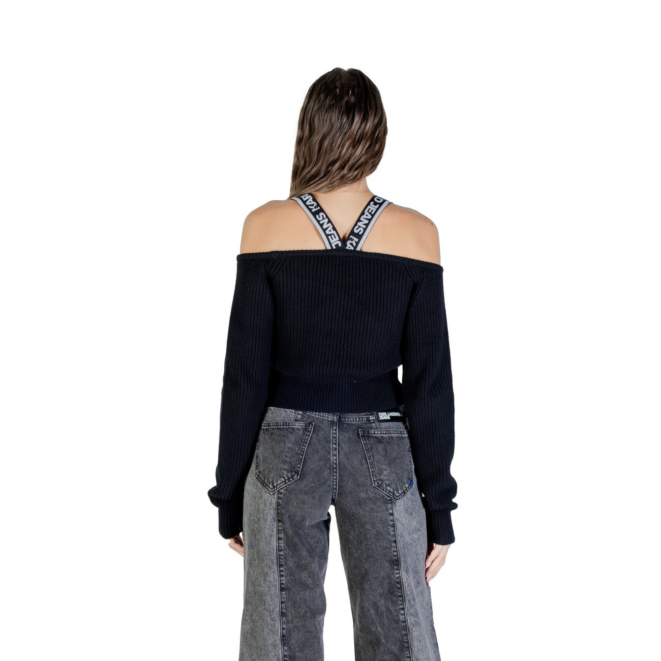 Karl Lagerfeld Women Off The Shoulders Knitwear With Suspenders
